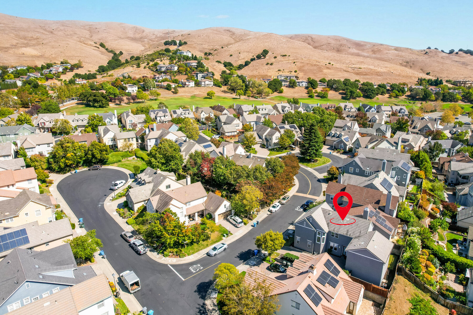 Aerial view identifying the home's location