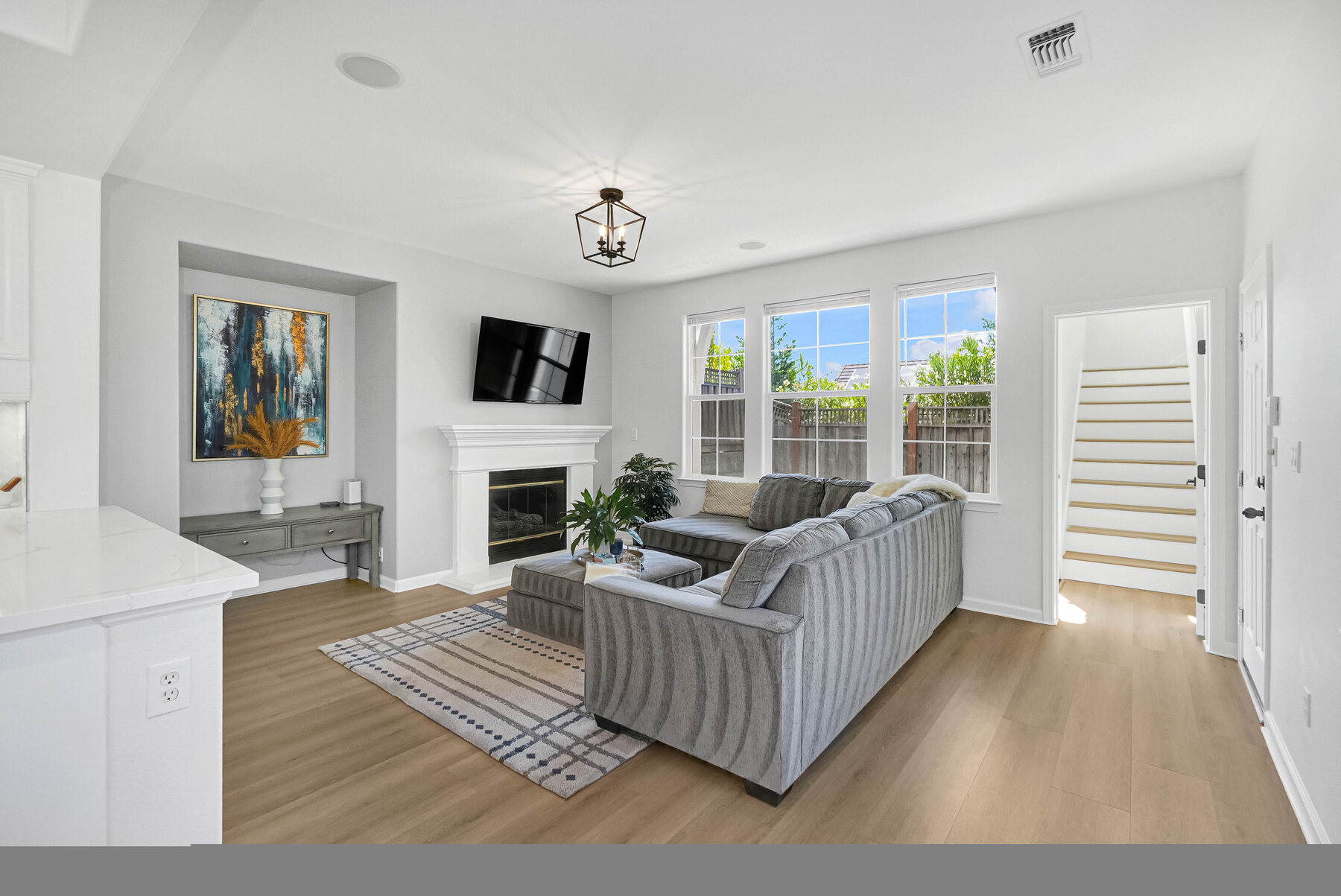 Great room with fireplace