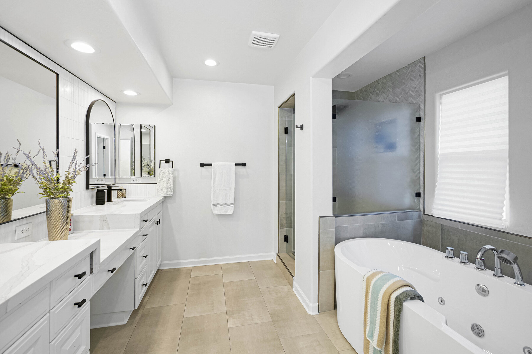 Primary bathroom jetted tub and shower