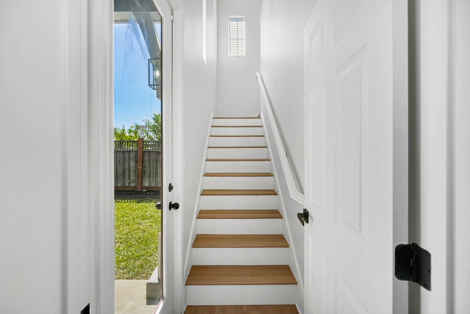Private exterior stairs leading to the guest retreat